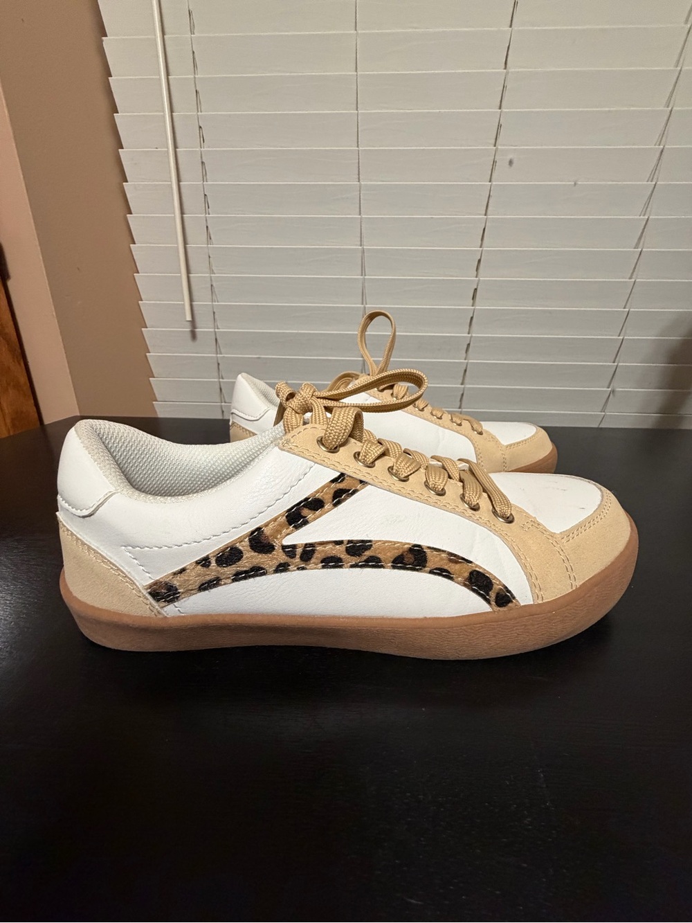 Serra White Sneakers with Tan and Leopard Accent